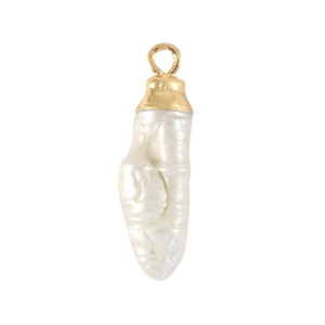 BQ Perlas de agua dulce colgante tubo Dorado-blanco natural