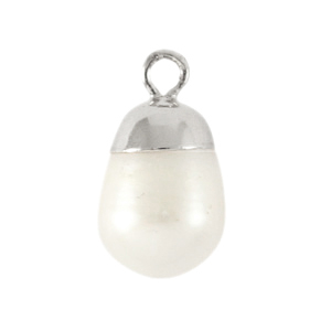 BQ Perlas de agua dulce colgante redondo Plateado-blanco natural
