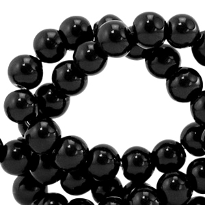 Abalorios de cristal 6 mm opaco Negro