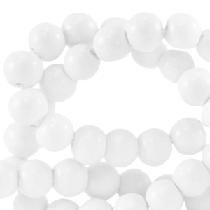 Abalorios de cristal 8 mm opaco Blanco brillante