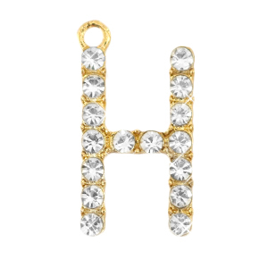 Colgantes met&aacute;licos Basic Quality strass letra H Dorados