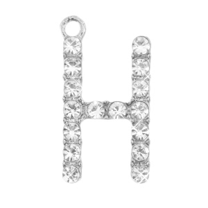 Colgantes met&aacute;licos Basic Quality strass letra H Plata vieja
