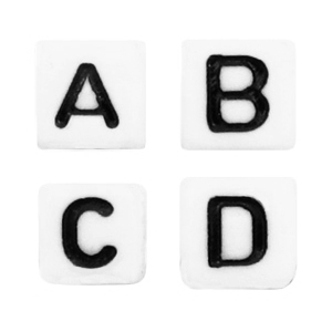 Abalorios letras acr&iacute;lico mix Blanco-negro