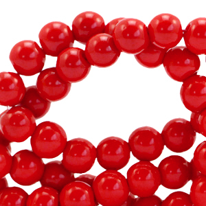 Abalorios de cristal 8 mm opaco Rojo pasi&oacute;n