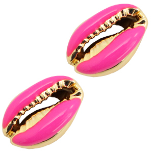 Abalorios conchas kauri especial Semi rosa hot-dorado