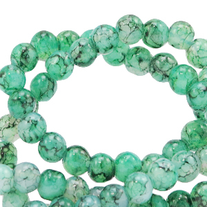 Abalorios de cristal 6 mm moteados Verde ceniza