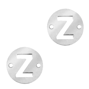 Colgantes acero inox entrepieza redondo 10mm moneda letra  Z Plateado