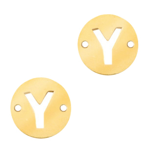 Colgantes acero inox entrepieza redondo 10mm moneda letra  Y Dorado
