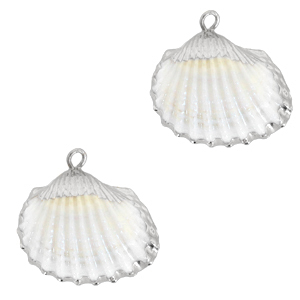 Colgantes concha especial berberecho Plateado-blanco