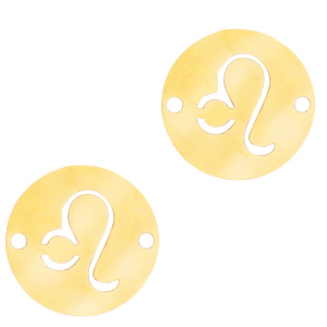 colgantes/entrepieza de acero inox signo del zod&iacute;aco Leo Dorado