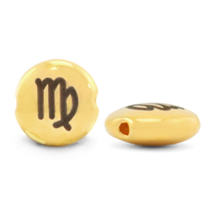 Abalorios met&aacute;licos DQ 7mm signo del zod&iacute;aco Virgo Dorado (sin n&iacute;quel)