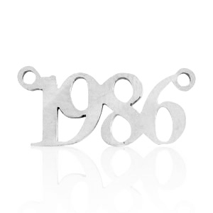 Colgantes/entrepieza de Acero Inox a&ntilde;o 1986 Plateado