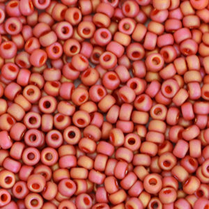 Rocalla Miyuki 11/0 Opaque glazed frosted rainbow cardinal red 11-4695