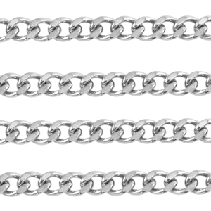 Fornituras Acero Inox cadena jasseron&nbsp;eslab&oacute;n gourmet Plateado