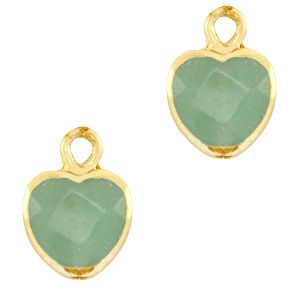 Colgantes de piedra natural coraz&oacute;n Verde oc&eacute;ano-dorado