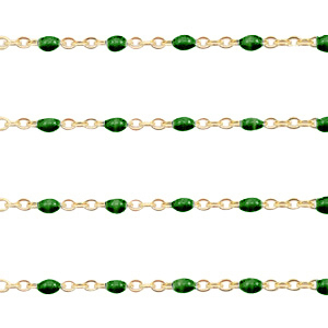 Fornituras Acero Inox cadena jasseron 1mm Verde ultramarino-dorado
