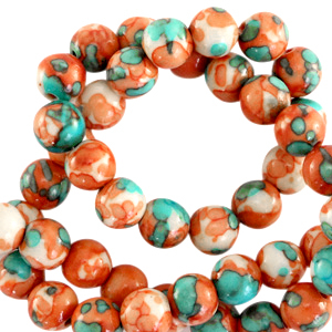 Piedras naturales 4mm redondo Naranja-turquesa