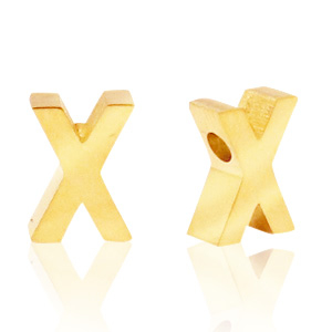 Abalorios Acero Inox letra X Dorado