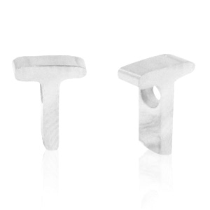 Abalorios Acero Inox letra T Plateado