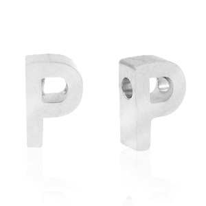 Abalorios Acero Inox letra P Plateado