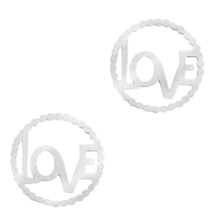 Colgantes/entrepieza Acero Inox "LOVE" Plateado