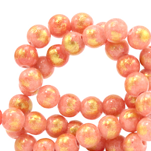 Piedras naturales Calcita 6mm Rosa coral-dorado