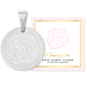 Mix & Match colgantes Acero Inox 15mm Flor de nacimiento Octubre-Cal&eacute;ndula Plateado