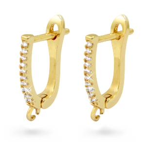 Pendientes criollas ovalados zirconia con anilla Dorado