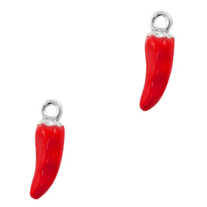 Colgantes met&aacute;licos Basic Quality pimiento Plateado-rojo