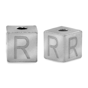 Abalorios Acero Inox letra R Plateado