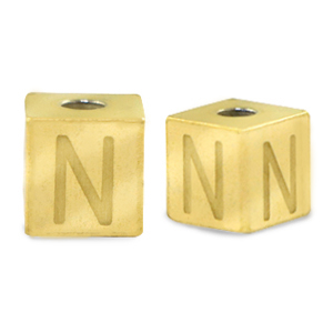 Abalorios Acero Inox letra N Dorado
