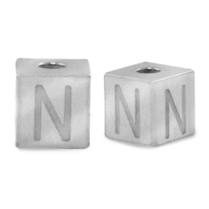 Abalorios Acero Inox letra N Plateado