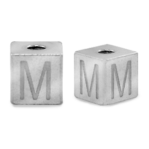 Abalorios Acero Inox letra M Plateado