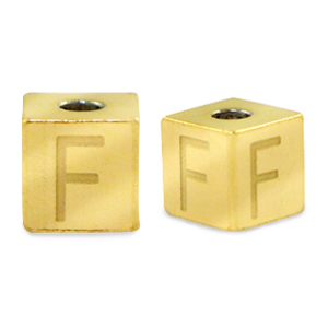 Abalorios Acero Inox letra F Dorado