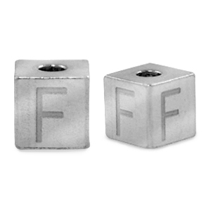 Abalorios Acero Inox letra F Plateado