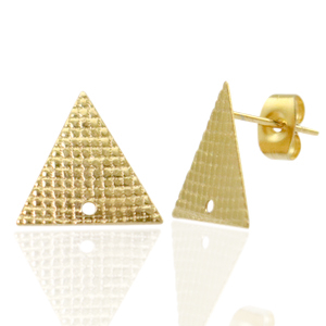Pendientes Acero Inox tri&aacute;ngulo con anilla Dorado