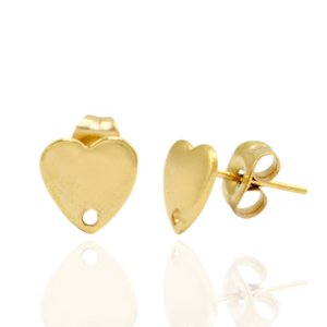 Pendientes Acero Inox coraz&oacute;n con anilla Dorado