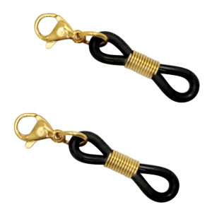 Fornituras acero inox goma para gafas con mosquet&oacute;n Dorado-negro