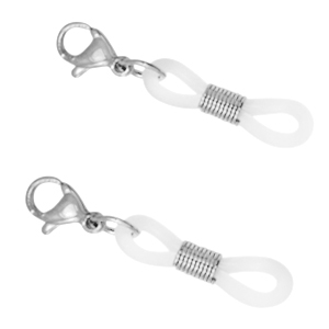 Fornituras acero inox goma para gafas con mosquet&oacute;n Plateado-transparente