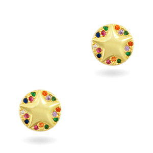 Elementos en lat&oacute;n con zirkonia arco&iacute;ris estrella Dorado