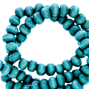 Abalorios de madera redondos 6mm Azul cyan