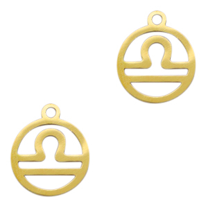 Colgantes acero inox signo del zod&iacute;aco Libra Dorado
