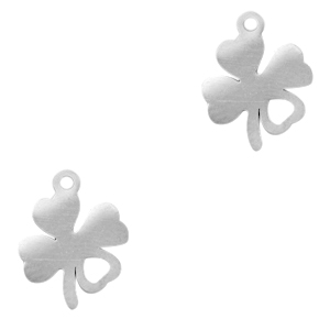 Colgantes acero inox tr&eacute;bol Plateado