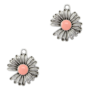 Colgantes met&aacute;licos DQ Margarita Plata vieja-rosa (sin n&iacute;quel)