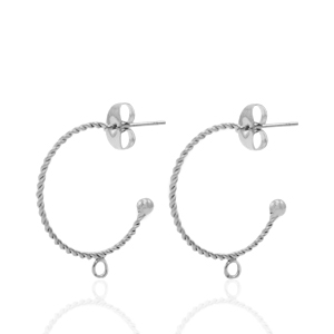 Pendientes Acero Inox criolla con anilla Plateado