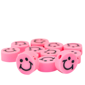 Abalorios de pol&iacute;meros smiley Rosa ne&oacute;n 