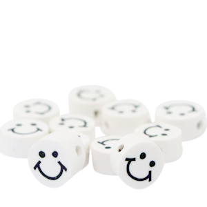 Abalorios de pol&iacute;meros smiley Blanco