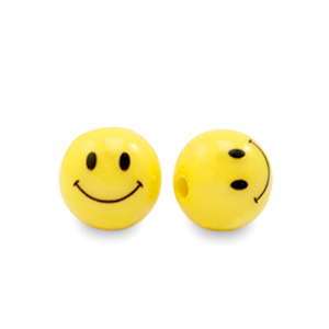 Abalorios acr&iacute;licos 8 mm smiley Amarillo