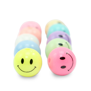 Abalorios acr&iacute;licos 8 mm smiley Multicolor
