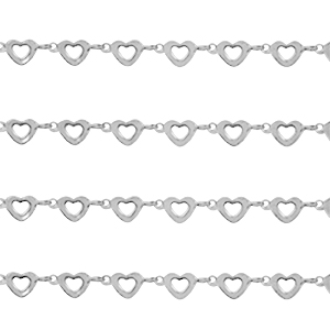 Fornituras Acero Inox cadena jasseron coraz&oacute;n Plateado